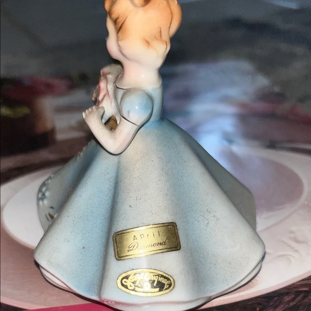 Vintage Ceramic Figurine with Blue Dress
